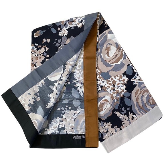 VINTAGE JIM THOMPSON 100% THAI SILK SCARF 42”x42” BLK/GRAY/CREAM, VINTAGE NWOT - Picture 6 of 16